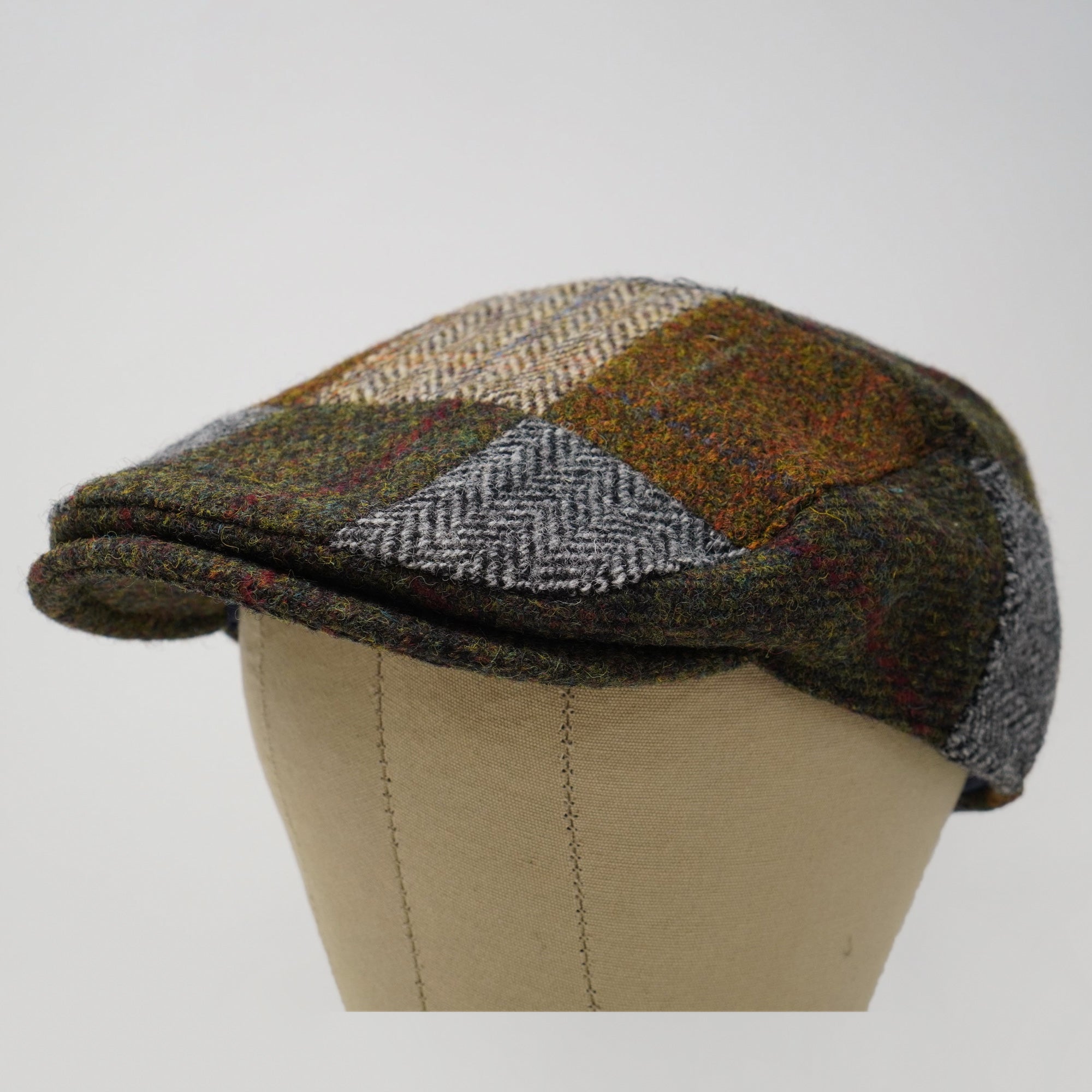 The Muir Patchwork Flat Cap 100% Wool Harris Tweed – Borges