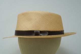 The Savanna - Chapeau Panama en forme de larme bordé de cuir