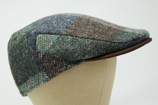 The Sloan Patchwork - Casquette irlandaise en tweed et cuir