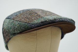 The Sloan Patchwork - Casquette irlandaise en tweed et cuir