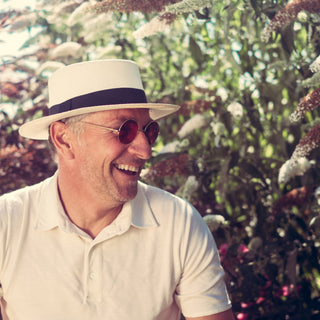 Chapeau Panama Sundowner Borges & Scott - Véritable Tissé Main Equateur Fedora Bleu Pâle